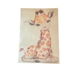 Animal Print Art Lot Of 4 Giraffe Lion Nursery Decor Bathroom Classroom 12 X 16